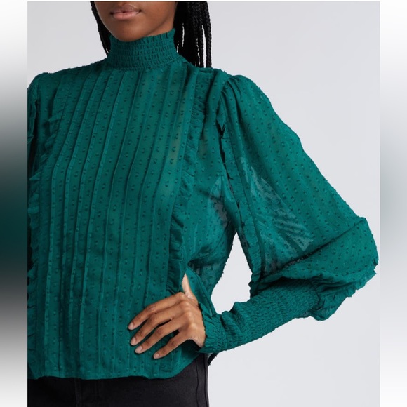 FARM Rio - Emerald Ruffle Long Sleeve Blouse. NWT. SIZE S. - Picture 5 of 11